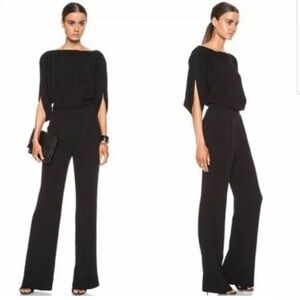 DVF- NWT Black Dezi Boatneck Shortsleeve Jumpsuit
